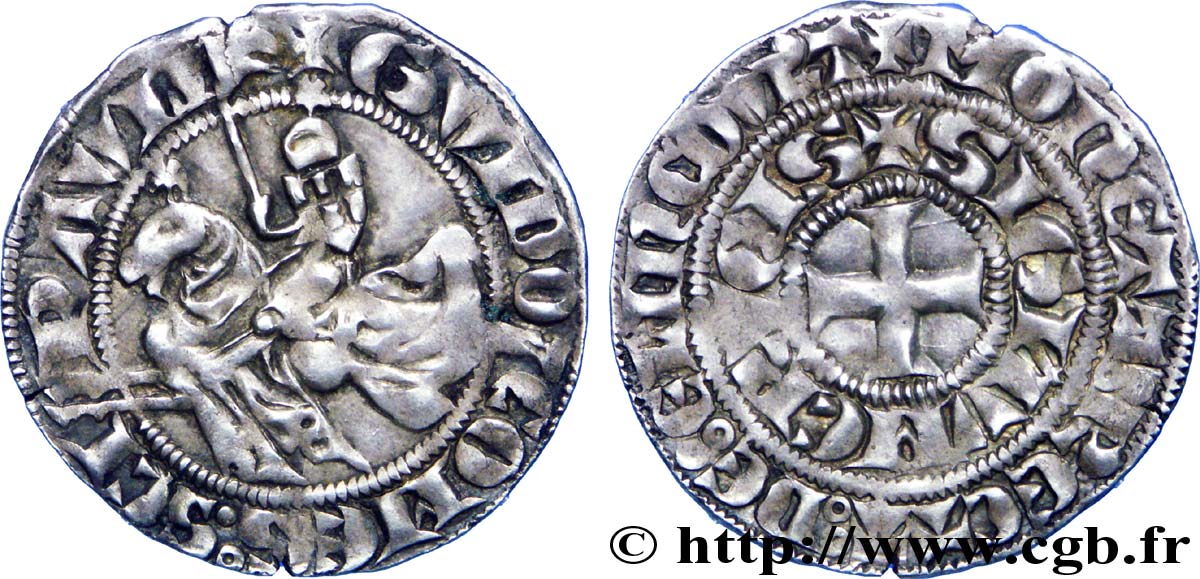 CAMBRÉSIS - LORDSHIP OF ELINCOURT - GUI IV OF SAINT-POL Baudekin à cheval ou petit gros dit  au cavalier  AU/XF