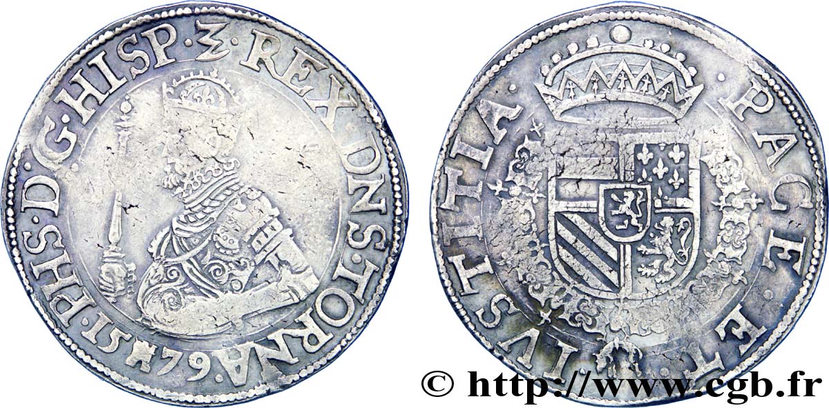 PAYS-BAS ESPAGNOLS - TOURNAI - PHILIPPE II D ESPAGNE Écu des états 1579 Tournai MBC