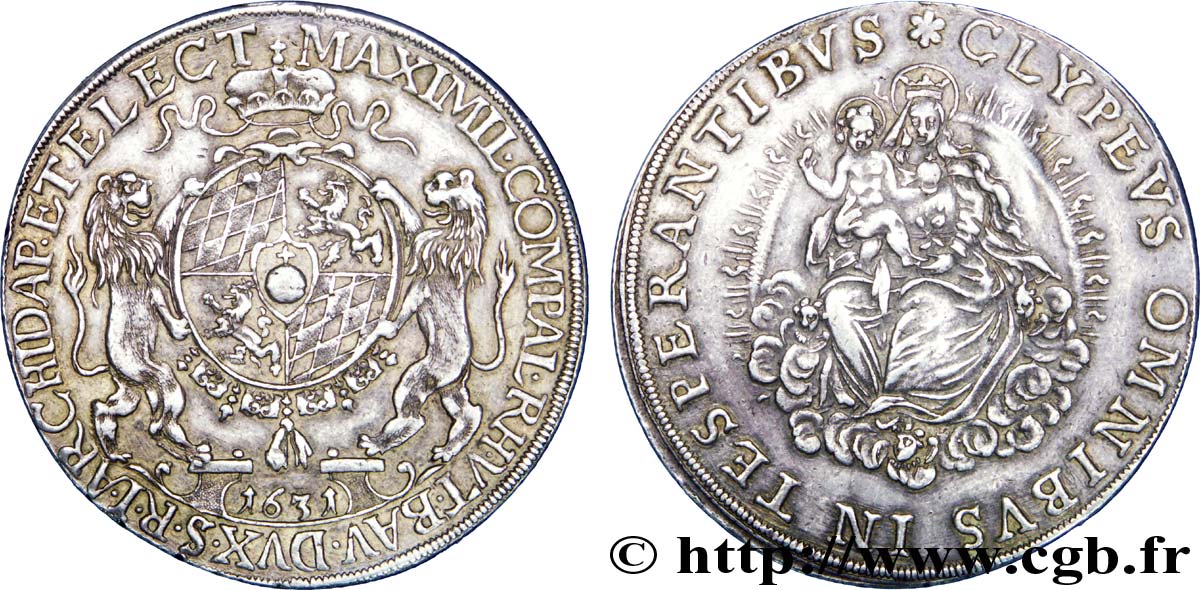 GERMANY - DUCHY OF BAVARIA - MAXIMILIAN II EMANUEL Thaler 1631  AU