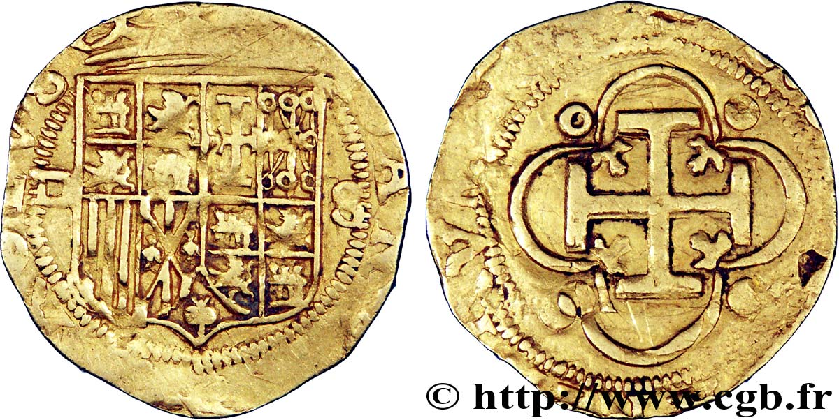ESPAGNE - ROYAUME D ESPAGNE - JEANNE ET CHARLES Écu d’or, escudo n.d. Séville TTB+/TTB