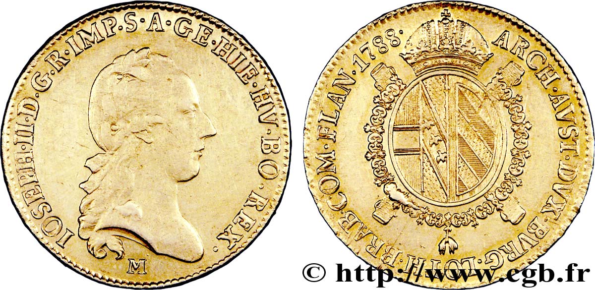 ITALIE - LOMBARDIE - MILAN - JOSEPH II Souverain (sovrano) 1788 Milan TTB+/SUP