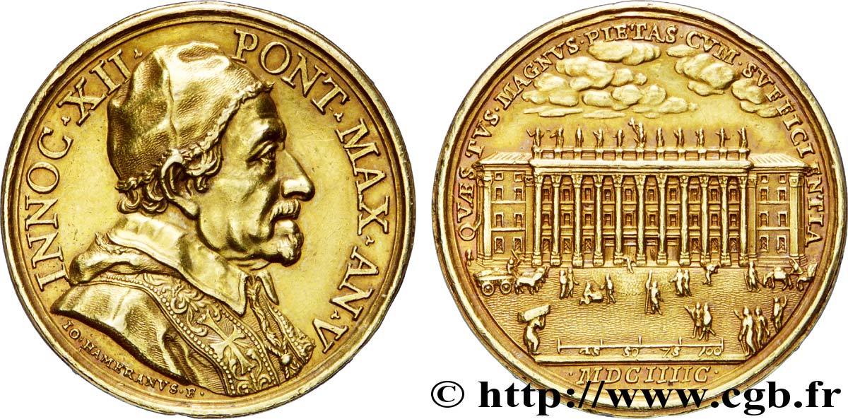 ITALIE - ÉTATS DE L ÉGLISE - INNOCENT XII (Antoine Pignatelli) Médaille annuelle, or 35,5 mm AU