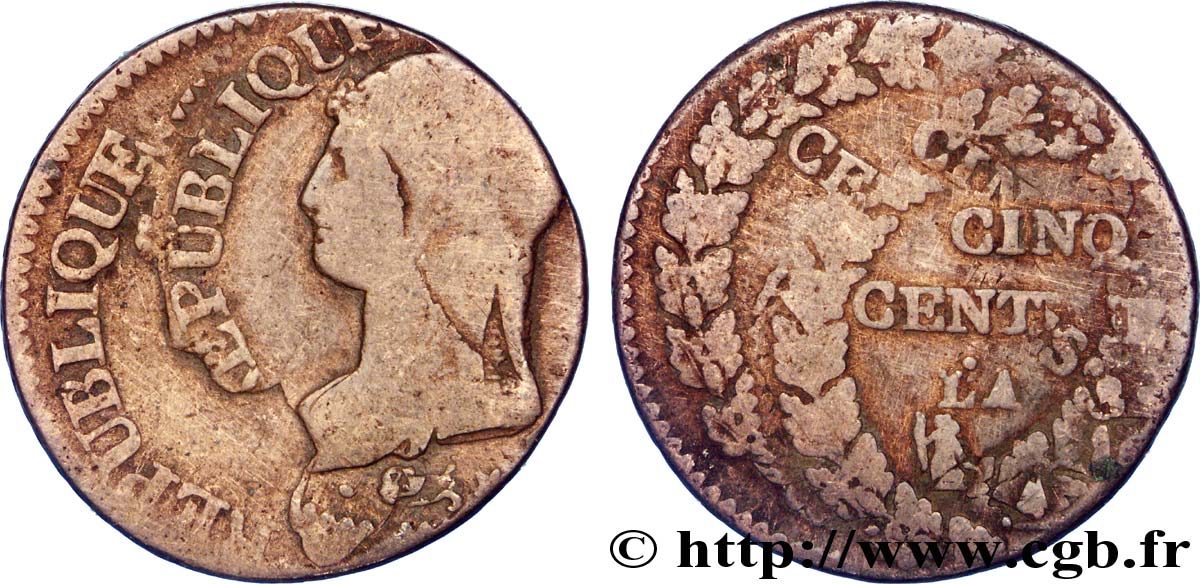 Cinq centimes Dupré, grand module, double frappe n.d. - F.115/- var. B 