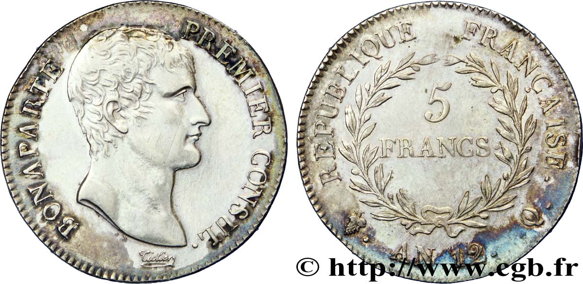 5 francs Bonaparte Premier Consul 1804 Perpignan F.301/23 SUP 