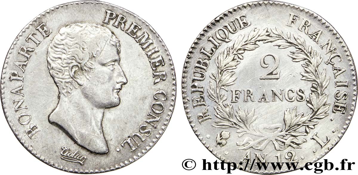 2 francs Bonaparte Premier Consul 1804 Bayonne F.250/8 SS 