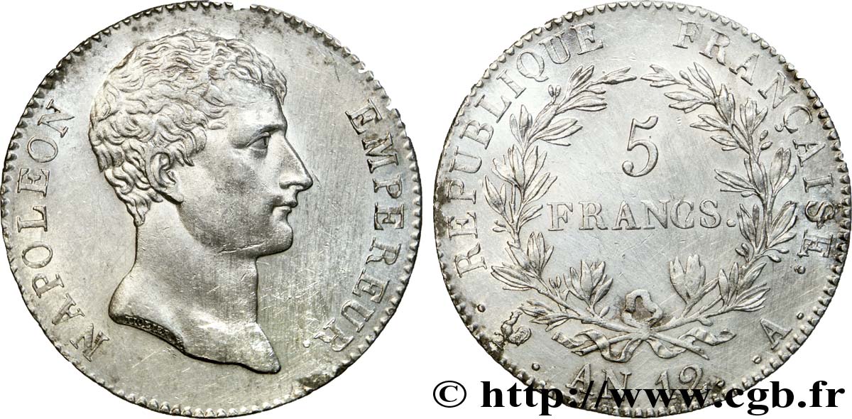 5 francs Napoléon Empereur, type intermédiaire 1804 Paris F.302/1 SUP 