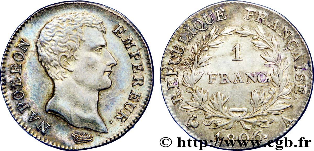 1 franc Napoléon Empereur, Calendrier grégorien 1806 Paris F.202/1 AU 