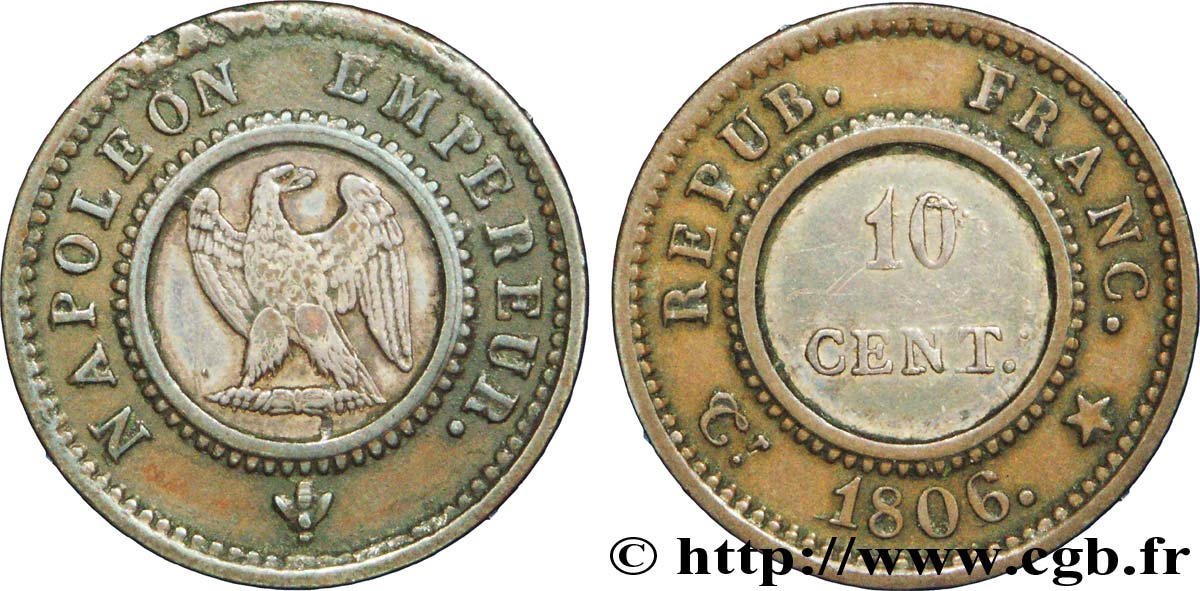 Essai bimétallique de 10 centimes 1806 Paris VG.1503  MBC 