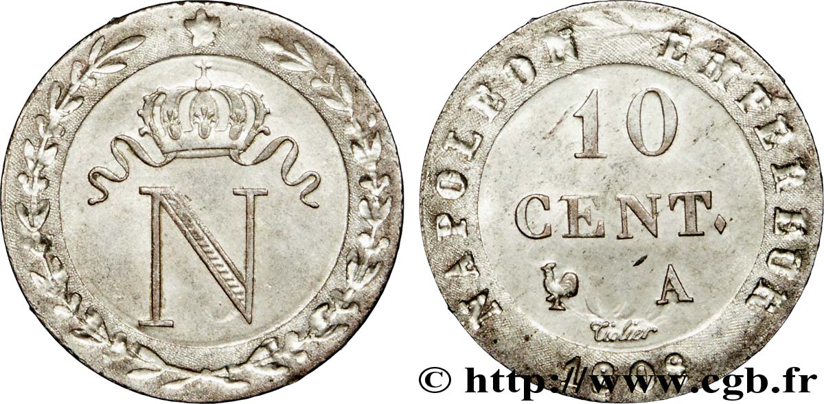 10 cent. à l N couronnée 1808 Paris F.130/2 MS 