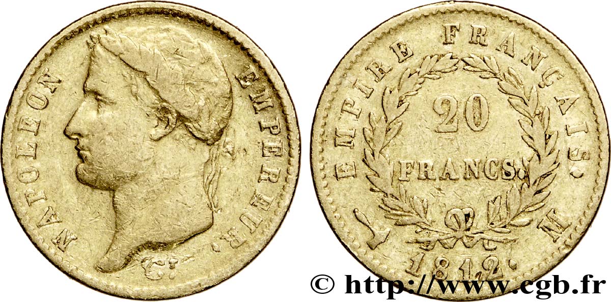 20 francs or Napoléon tête laurée, Empire français 1812 Toulouse F.516/25 SS 
