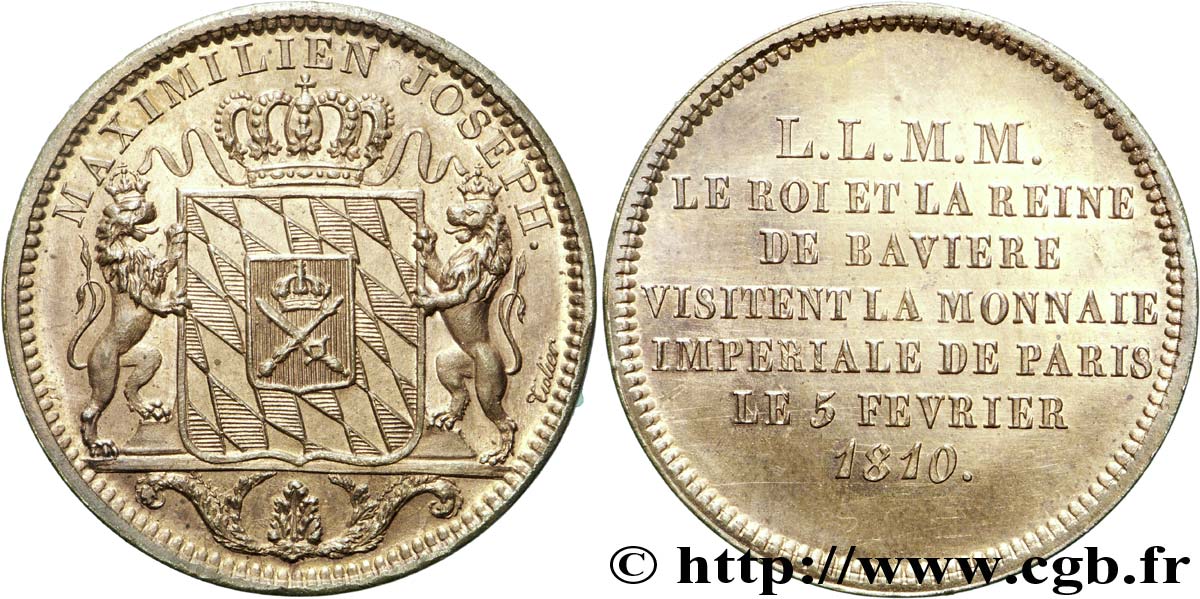 Monnaie de visite, module de 2 francs, pour Maximilien I Joseph de Bavière 1810  VG.2289  SPL 