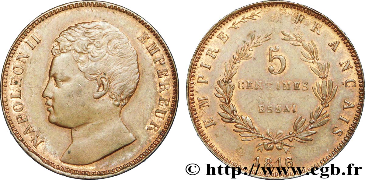Essai de 5 centimes en bronze 1816  VG.2413  AU 
