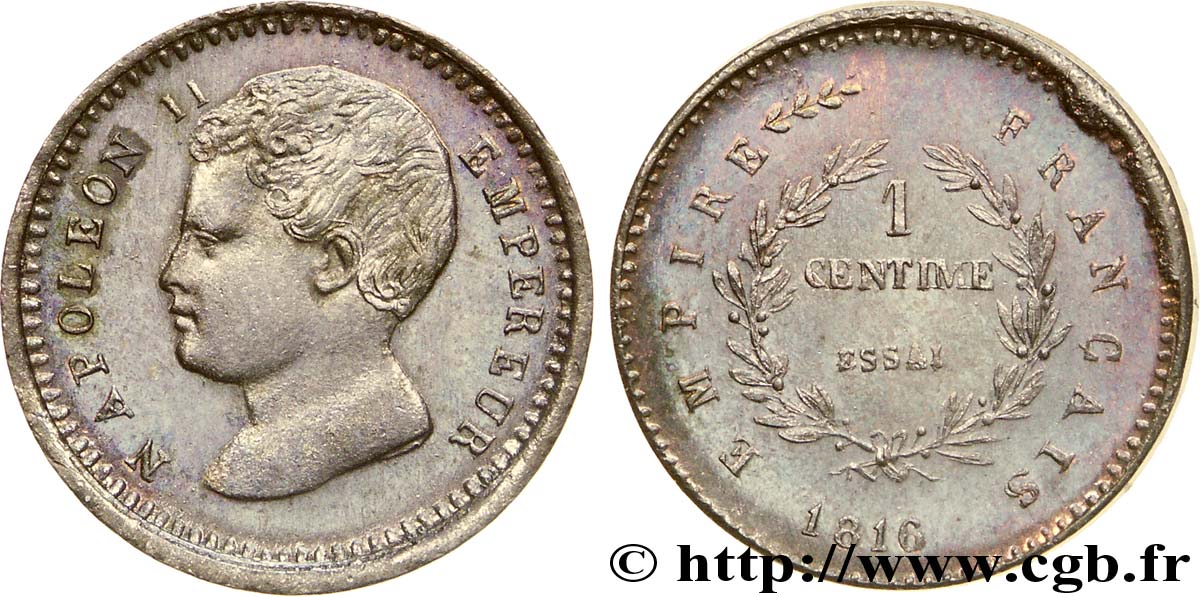 Essai-piéfort de 1 centime en bronze 1816  VG.2415  SPL 