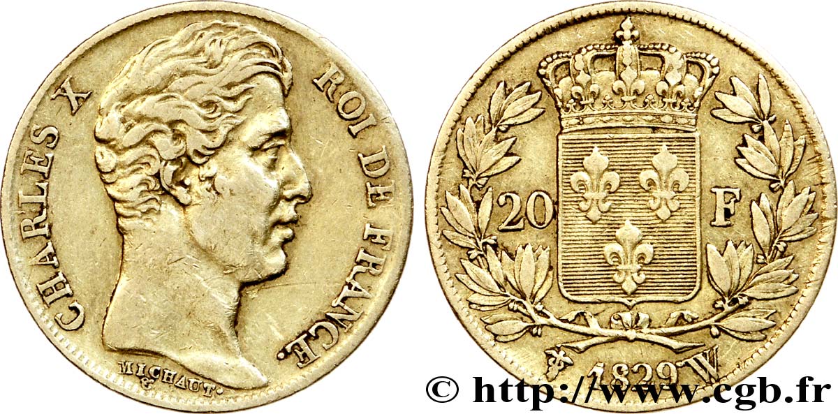20 francs Charles X 1829 Lille F.520/11 XF 