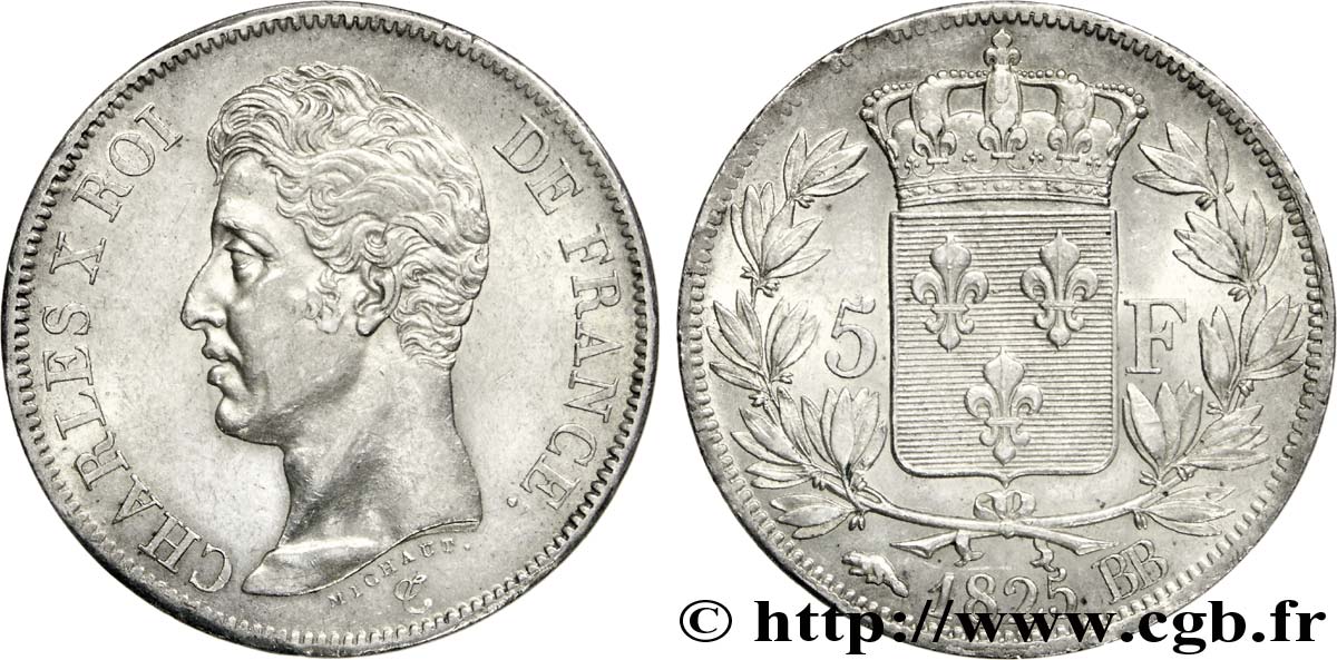 5 francs Charles X, 1er type 1825 Strasbourg F.310/5 VZ 