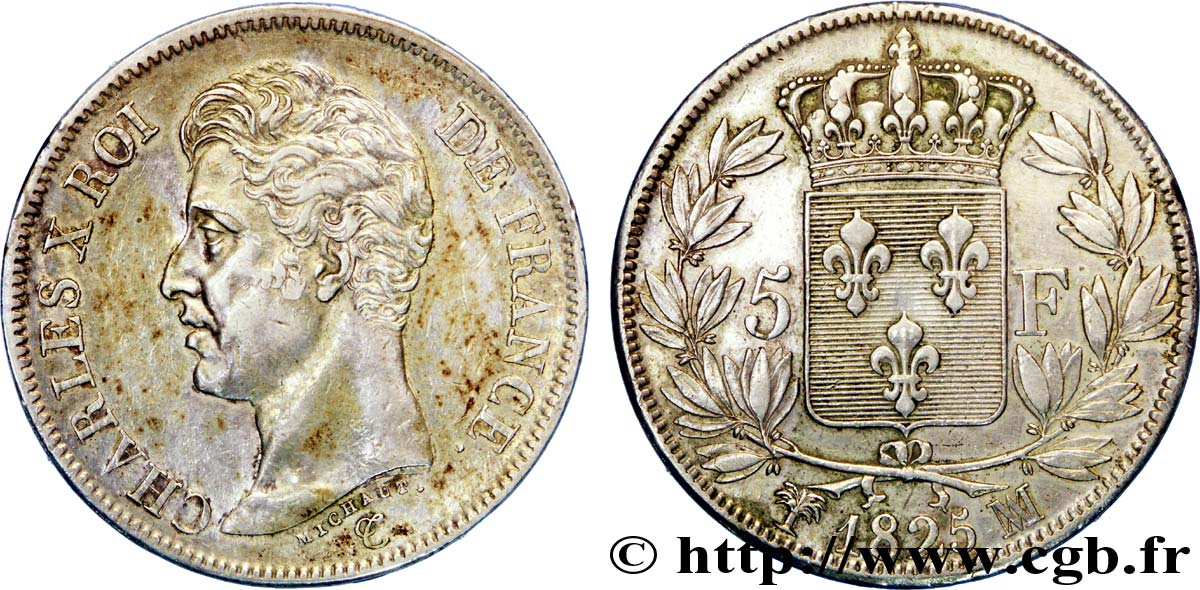5 francs Charles X, 1er type 1825 Marseille F.310/12 SS 
