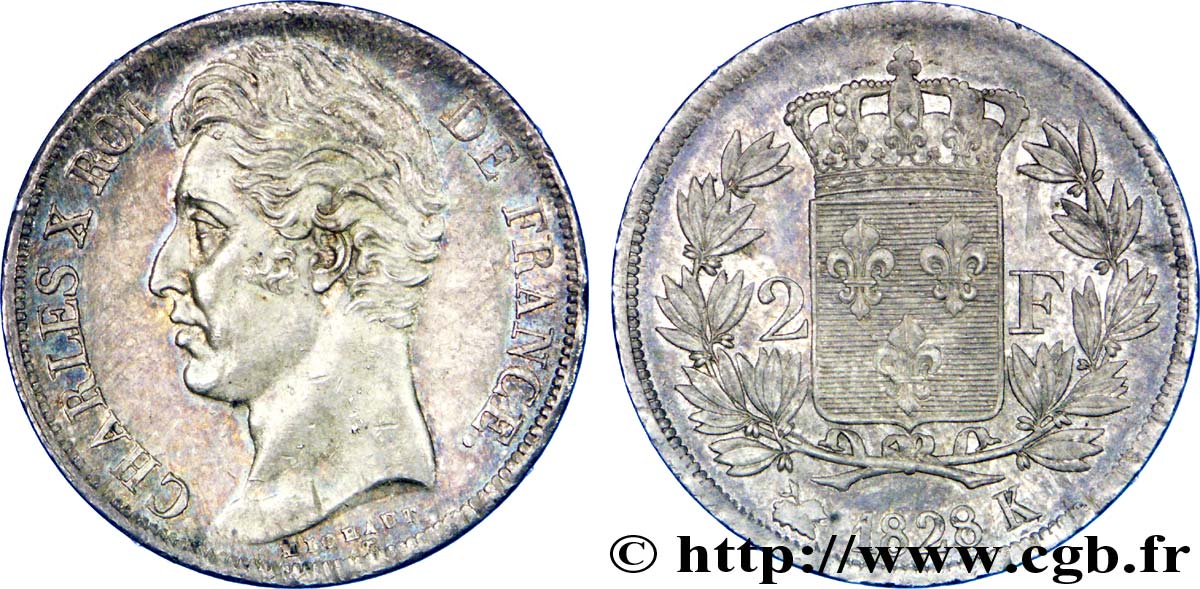 2 francs Charles X 1828 Bordeaux F.258/43 AU 
