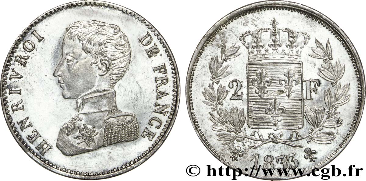 2 francs Henri V, frappe médaille 1833  VG.2700 var SC 