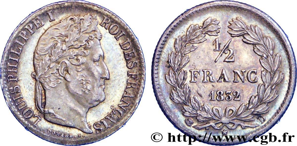 1/2 franc Louis-Philippe 1832 Lyon F.182/18 AU 