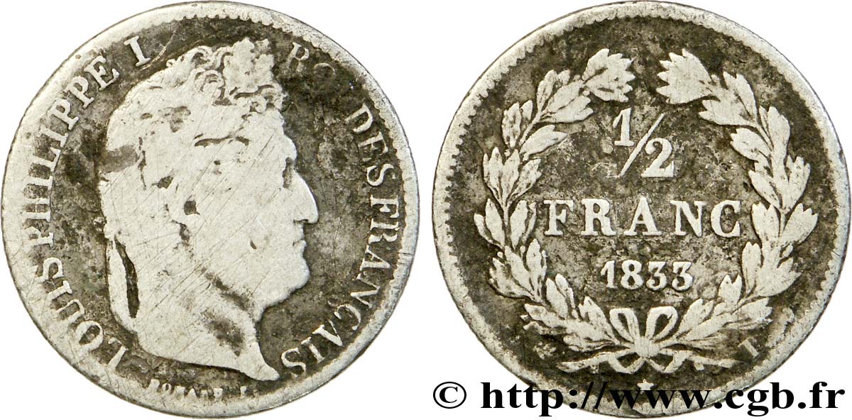 1/2 franc Louis-Philippe 1833 Nantes F.182/38 B 