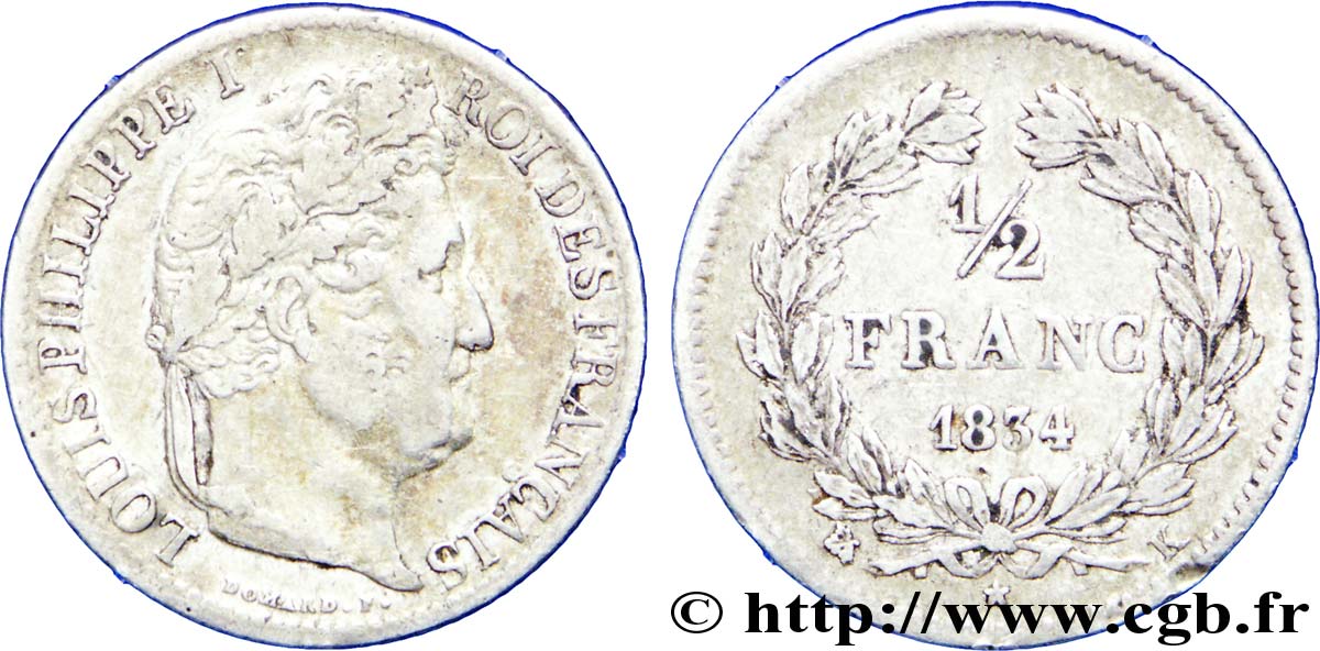 1/2 franc Louis-Philippe 1834 Bordeaux F.182/46 MB 