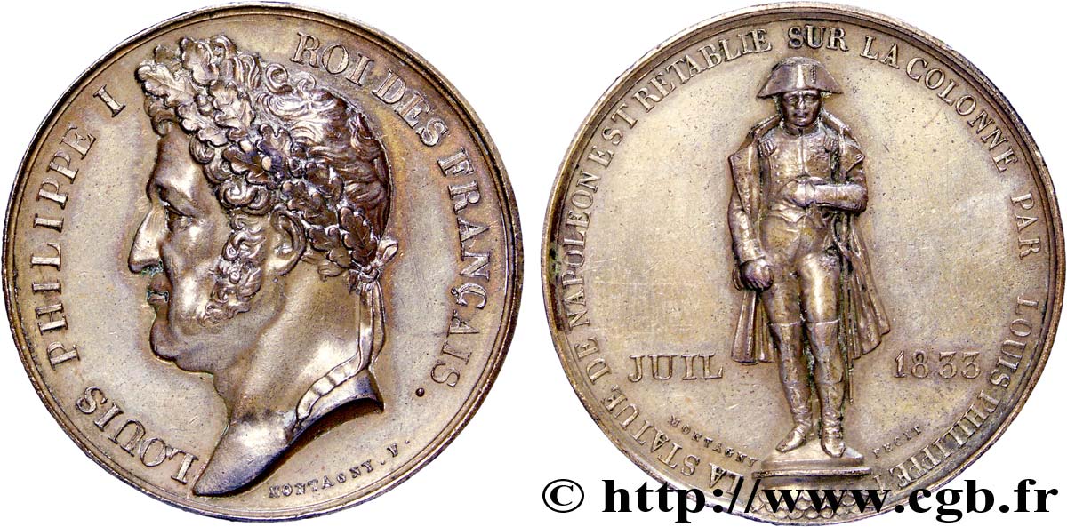 LOUIS-PHILIPPE I Médaille BR 41, Statue de Napoléon rétablie sur Colonne Vendôme AU