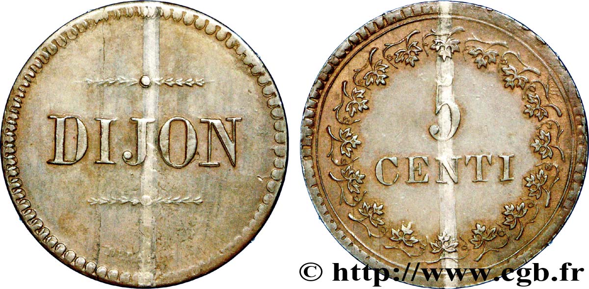 Essai de 5 centimes de Delarue de Dijon 1848  VG.3225  SUP 