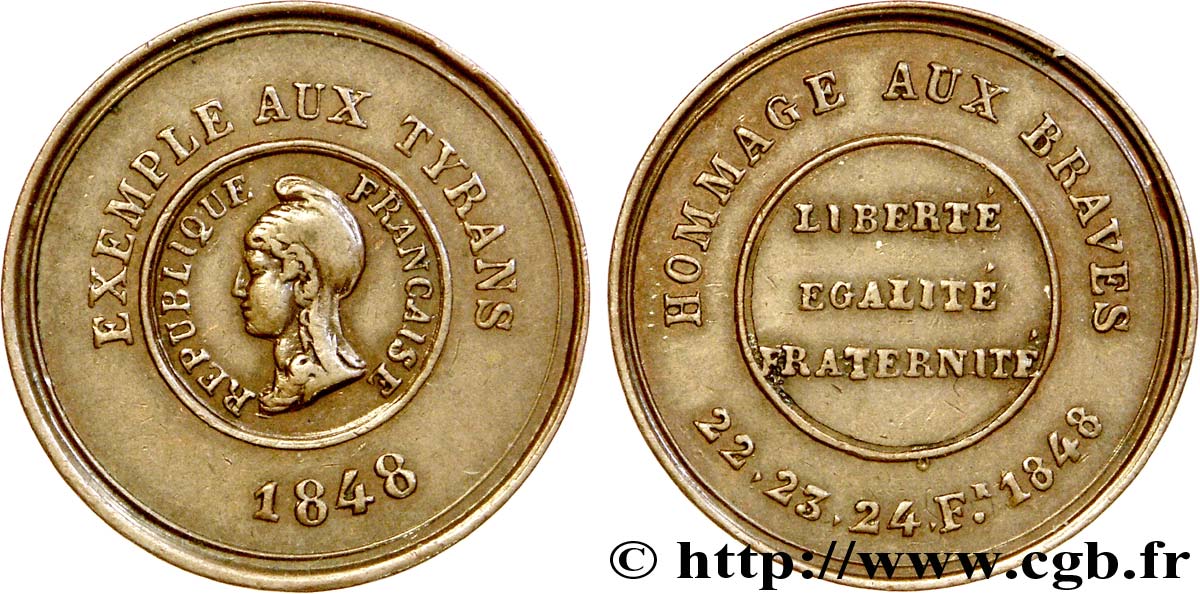 DEUXIÈME RÉPUBLIQUE Médaille BR 20, Hommage aux braves SUP