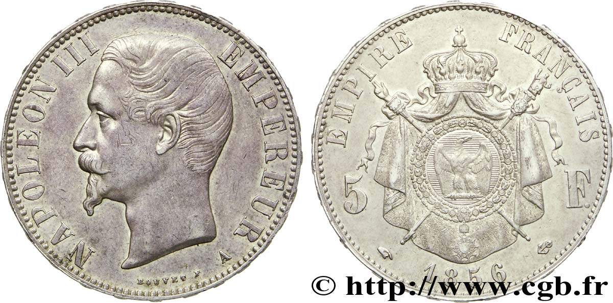 5 francs Napoléon III, tête nue 1856 Paris F.330/6 TTB 