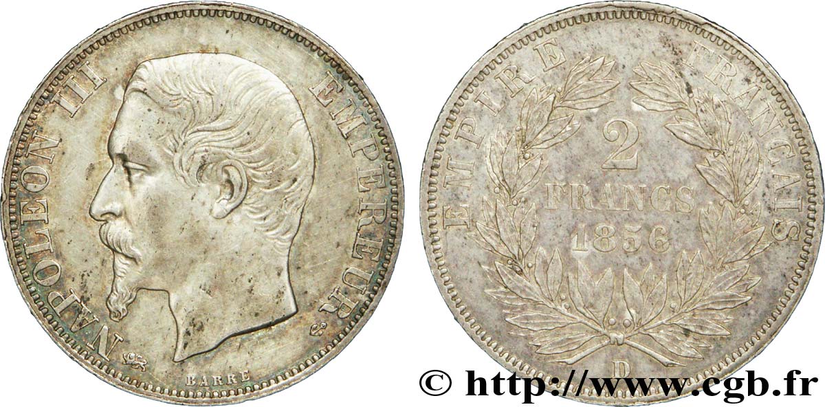 2 francs Napoléon III, tête nue 1856 Lyon F.262/8 EBC 