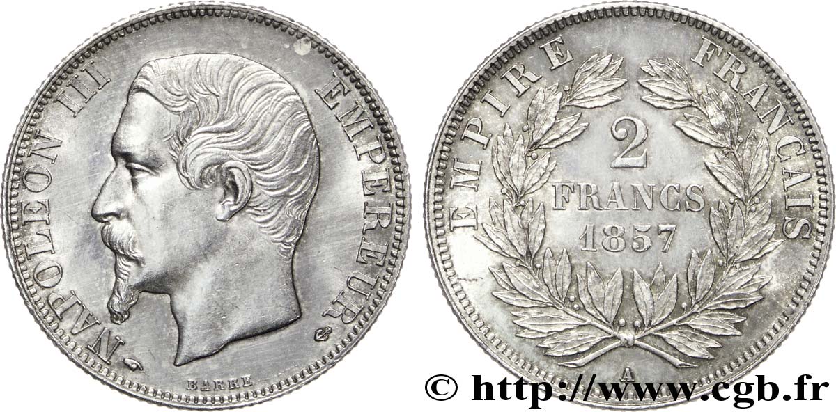 2 francs Napoléon III, tête nue 1857 Paris F.262/9 SC 