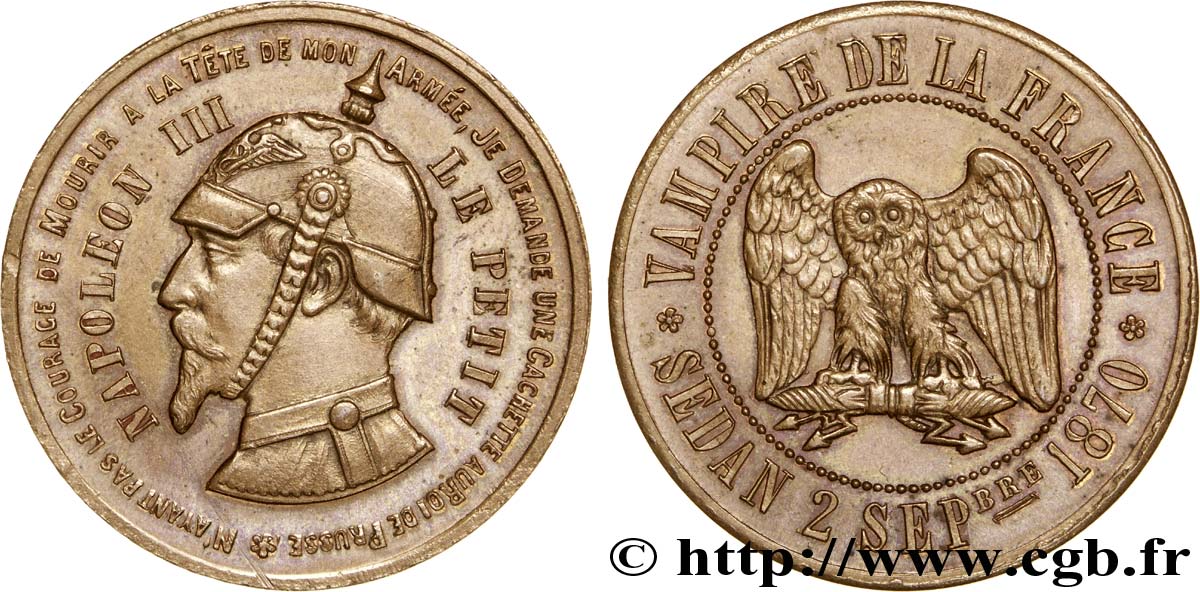 Monnaie satirique Br 32, module de 10 centimes 1870  Coll.38  EBC 