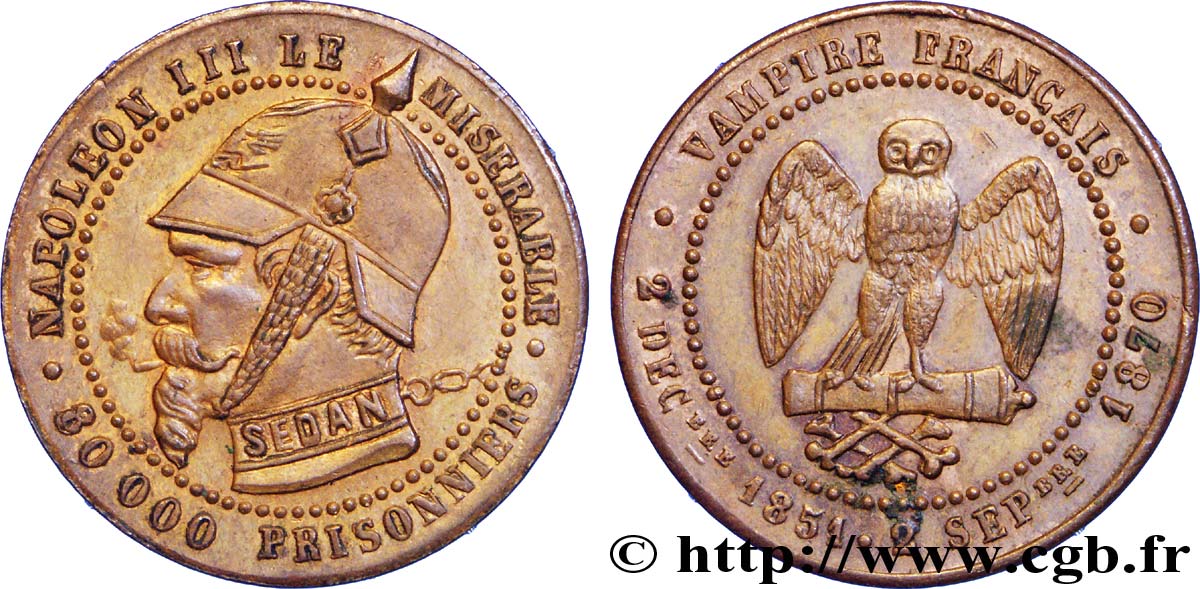 Monnaie satirique Br 25, module de 5 centimes 1870  Coll.43  EBC 