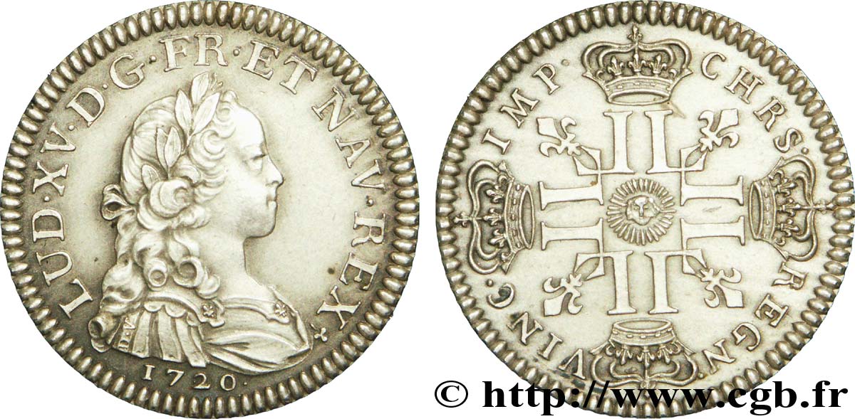 Essai de métal et de module au type de Louis XV frappé sur flan étroit après 1880 n.d.  VG.cf. 3963  SPL 