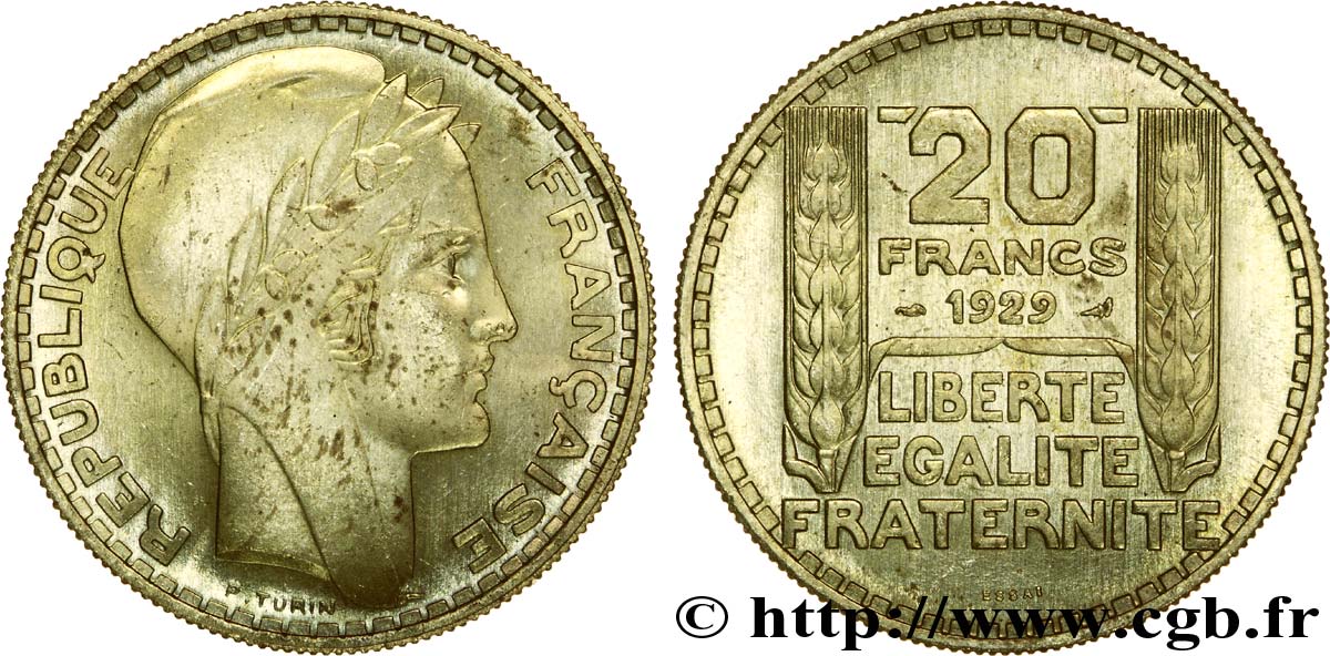 Essai de 20 francs Turin en bronze-aluminium 1929 Paris VG.5242  SPL 