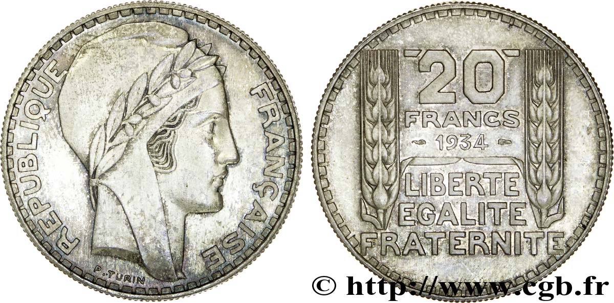 20 francs Turin 1934 Paris F.400/6 MS 
