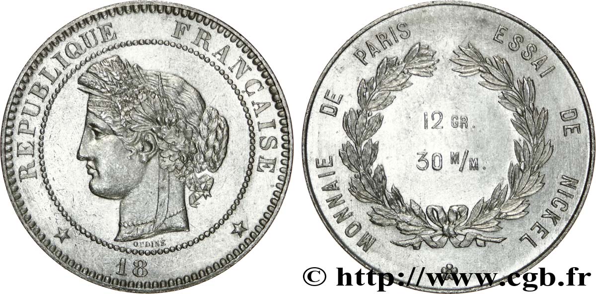 Essai de flan pour la 5 francs Lavrillier, 30 mm, 12 g, lourd n.d. Paris G.265 a note MS 