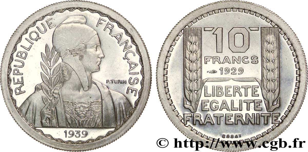 Préparation de la 10 francs Pétain, moyen module, listel large, 26 mm, 8 g - Essai n.d. Paris Maz.2606 e SC 