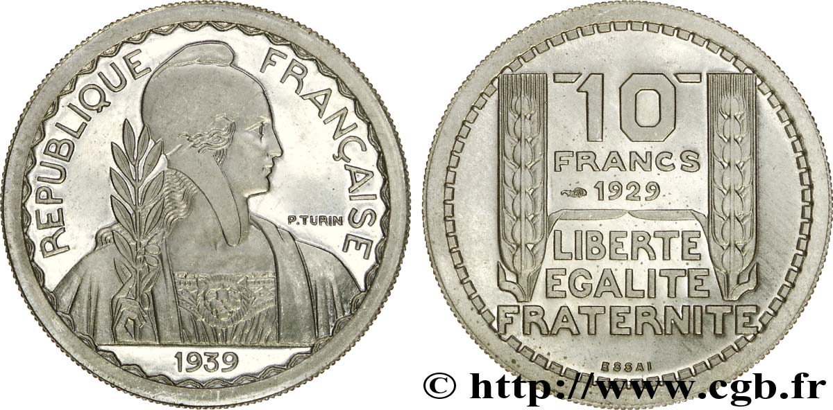 Préparation de la 10 francs Pétain, moyen module, listel large, 26 mm, 6,5 g - Essai n.d. Paris Maz.2606 e SPL 
