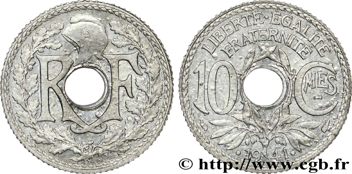 10 centimes Lindauer, zinc (Essai de frappe ?) 1941 Paris F.140/2 SC 