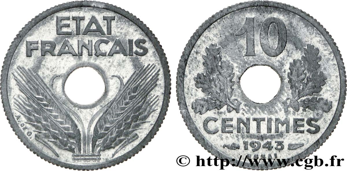 Essai de 10 centimes, petit module 1943 Paris F.142/1 FDC 