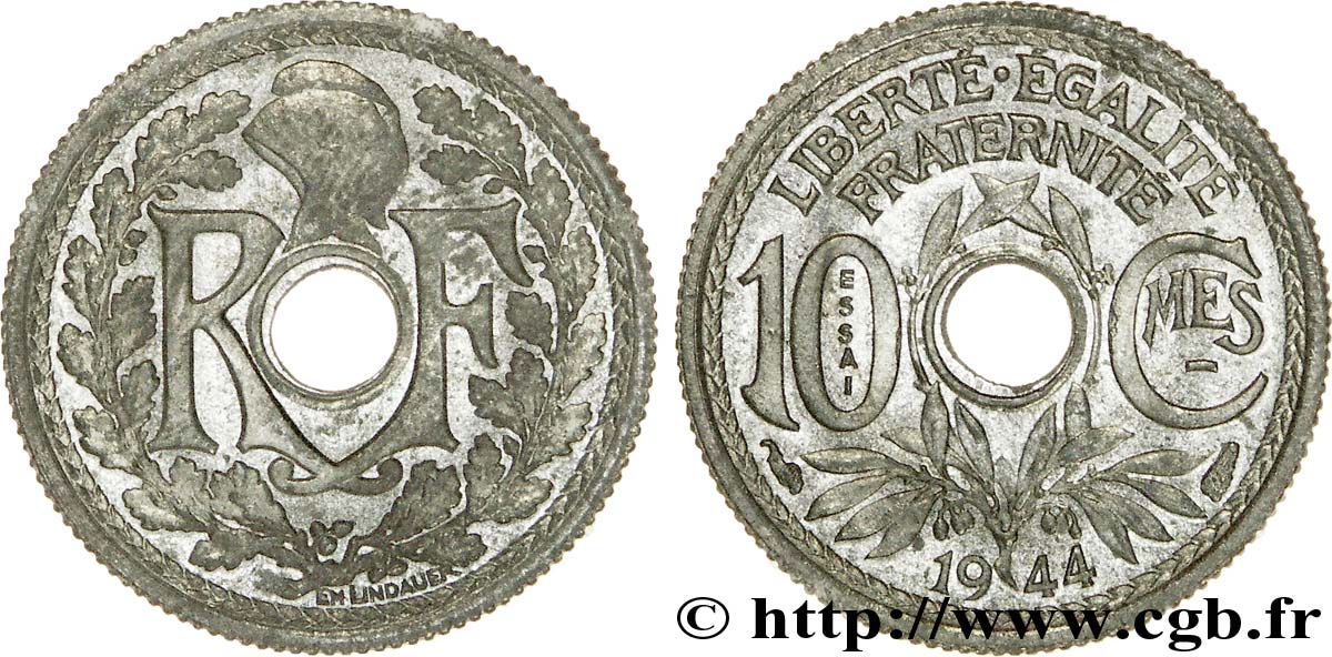 Essai de 10 centimes Lindauer, petit module  1944 Paris F.143/1 MS 