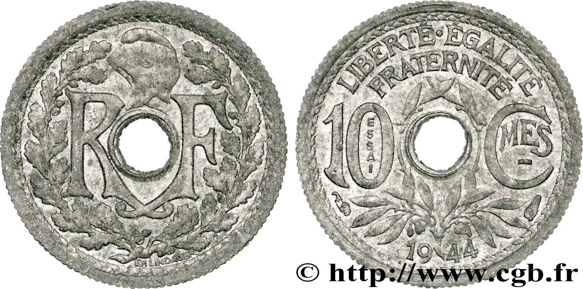 Essai de 10 centimes Lindauer, petit module  1944 Paris F.143/1 EBC 