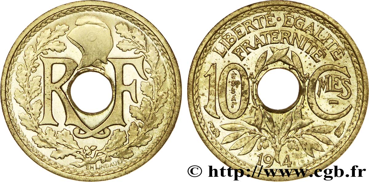 Essai de 10 centimes Lindauer, petit module  194 - Paris G.292  fST 