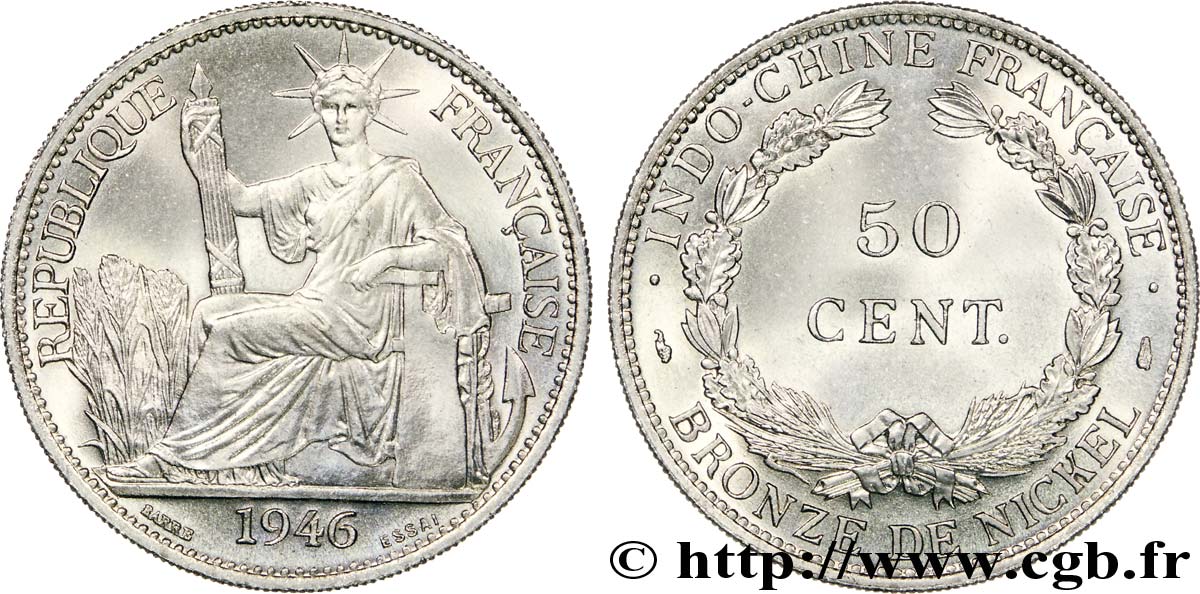 PROVISORY GOVERNEMENT OF THE FRENCH REPUBLIC - INDOCHINE Essai de 50 centimes 1946 Paris FDC 