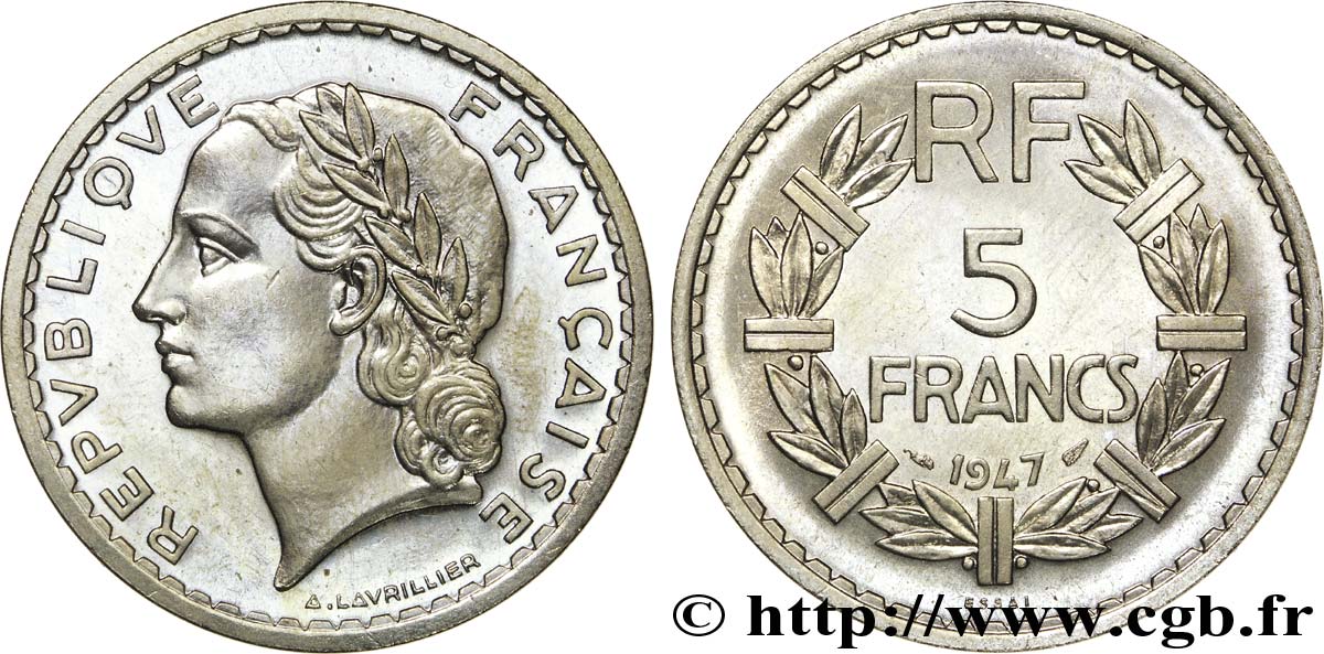 Essai de 5 francs Lavrillier, poids lourd 1947 Paris G.-  ST 