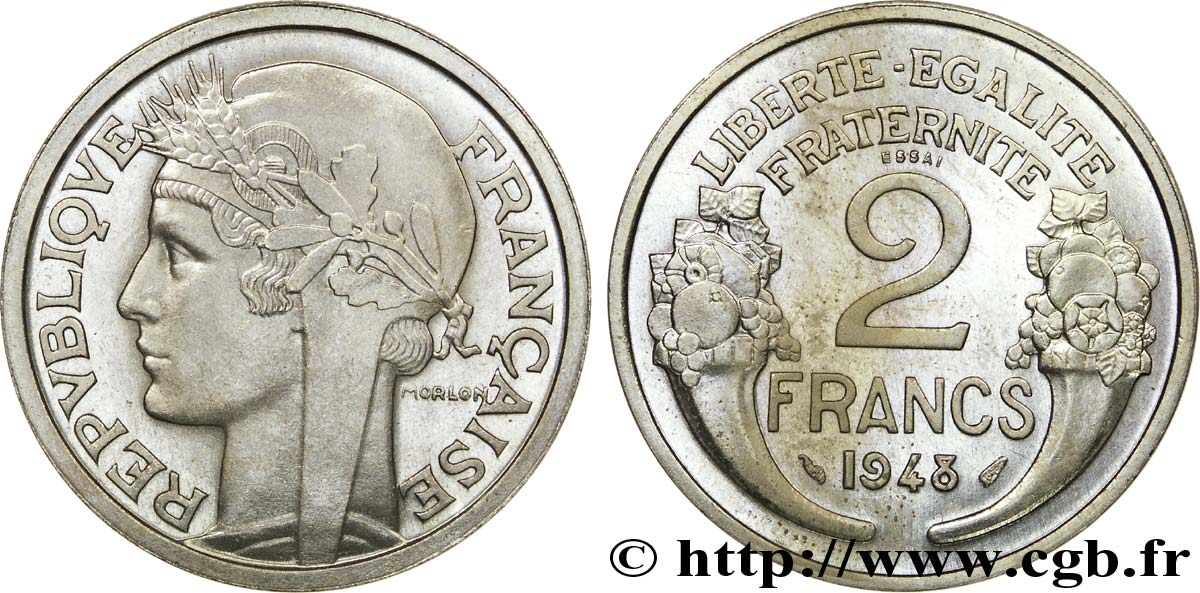 Essai de 2 francs Morlon, cupro-nickel, 9,5 g 1948 Paris G.538 b FDC 