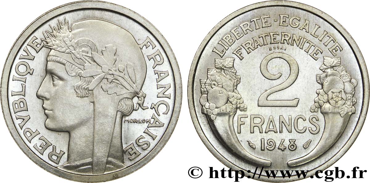 Essai de 2 francs Morlon, cupro-nickel, 8 g 1948 Paris G.538 b MS 