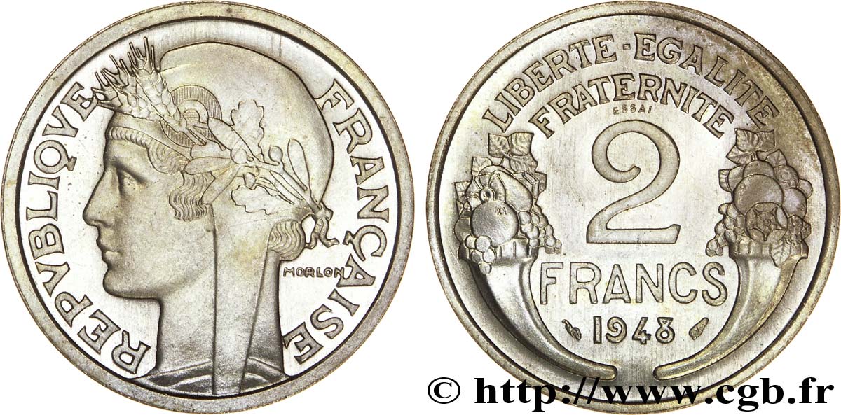 Essai de 2 francs Morlon, cupro-nickel, 7 g 1948 Paris G.538 b ST 