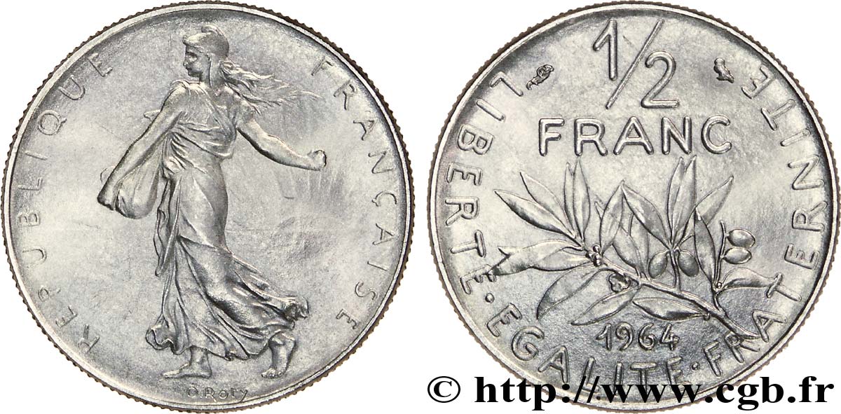 Pré-série d un 1/2 franc Semeuse, grand module 1964 Paris F.198/1 ST 